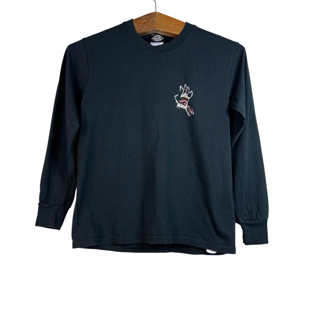 Santa Cruz Boys Black Graphic Long Sleeve Shirt Size M Skate Grunge Cotton